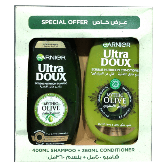 Garnier Ultra Doux Mythic Olive Shampoo 400ml & Conditioner 360ml Value Pack